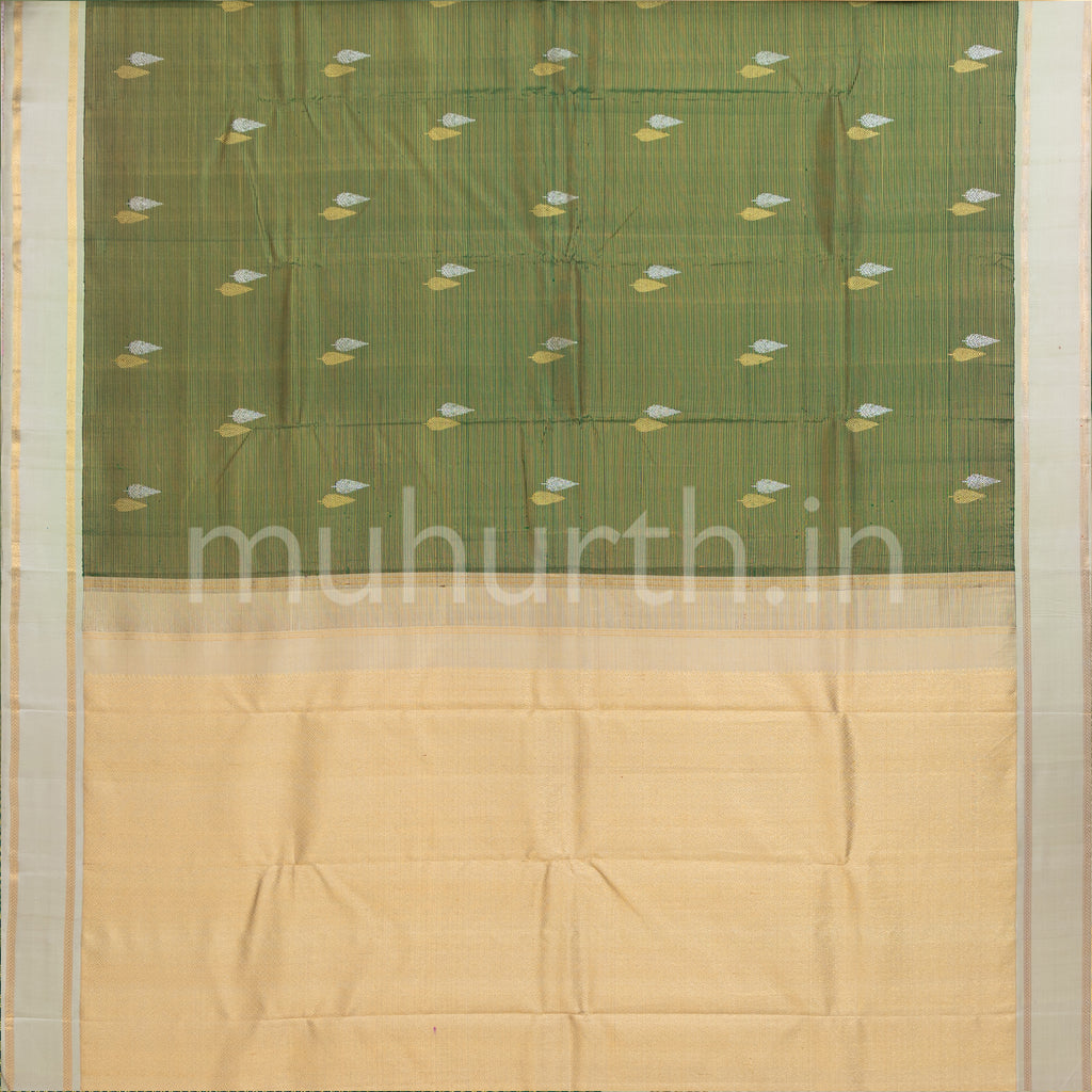 Green Kanjivaram Silk Saree with Light Elaichi