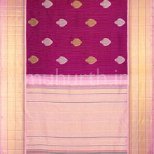 Load image into Gallery viewer, Magenta Kanjivaram Silk Saree with Lavender