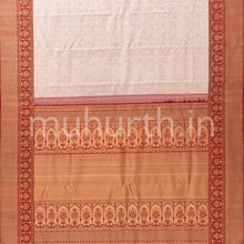 Load image into Gallery viewer, Apricot Pink Kanjivaram Silk Saree with Brown