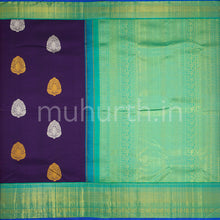Load image into Gallery viewer, Kanjivaram Violet Silk Saree with Ananda Blue