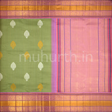 Load image into Gallery viewer, Kanjivaram Elaichi Green Silk Saree with Lavender