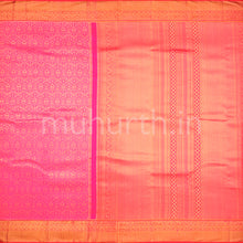 Load image into Gallery viewer, Kanjivaram Bright Pink Silk Saree with Orange