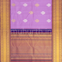 Load image into Gallery viewer, Lavender Kanjivaram Silk Saree with Meenakshi