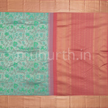 Load image into Gallery viewer, Kanjivaram Sea Green Silk Saree with Peach