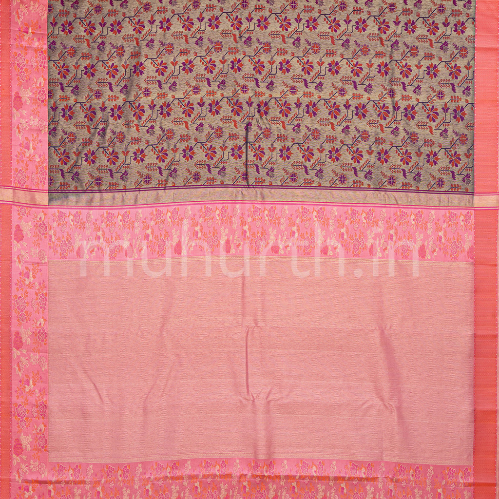 Kanjivaram Meenakshi Silk Saree with Pink