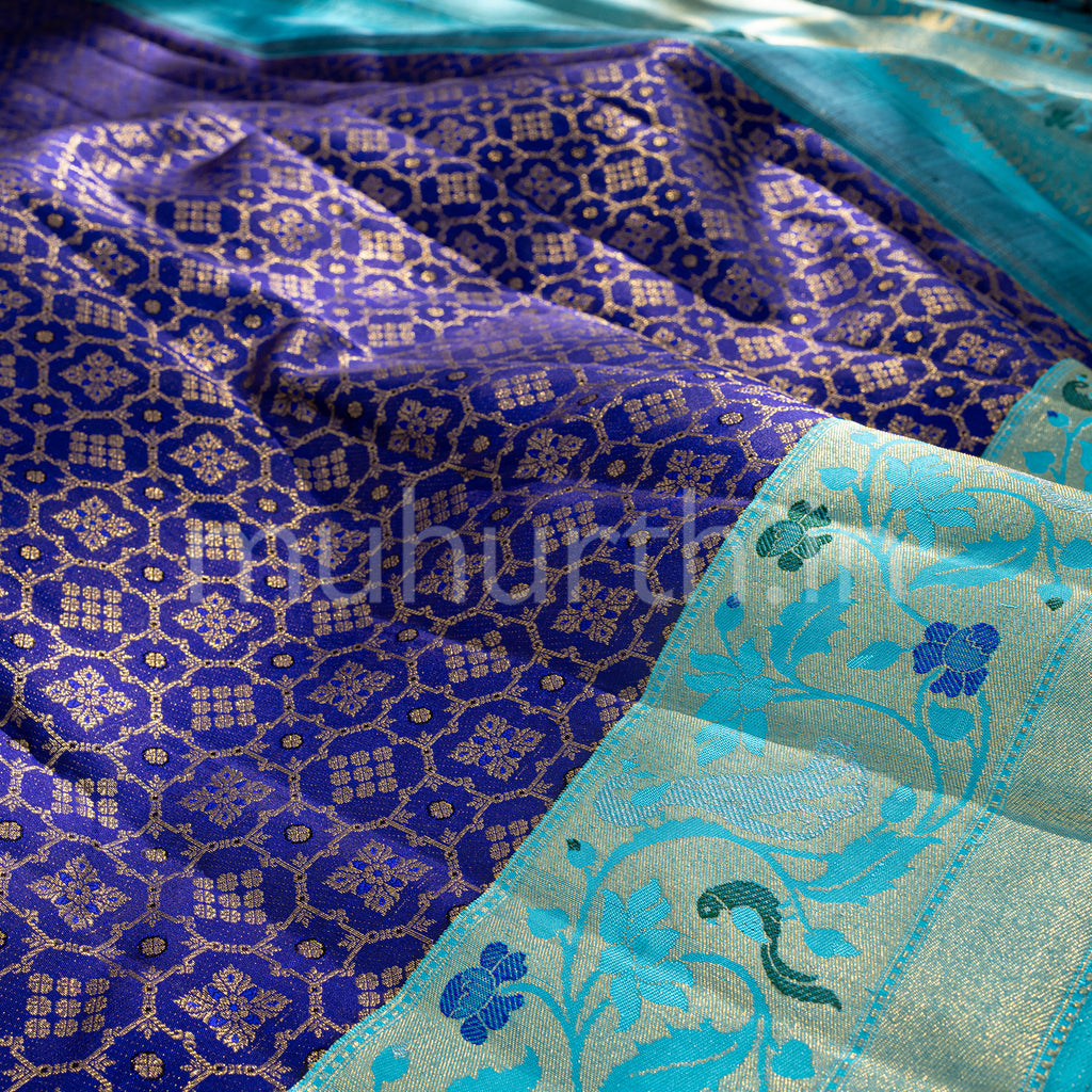 Violet Kanjivaram Silk Saree with Ananda