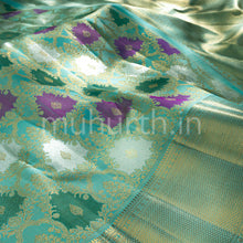 Load image into Gallery viewer, Sea Green Rangkat Kanjivaram Silk Saree