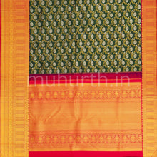 Load image into Gallery viewer, Green Kanjivaram Silk Saree with Red