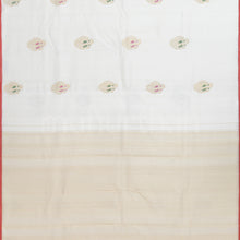 Load image into Gallery viewer, Off-White Kanjivaram Silk Saree with Orange Selvedge