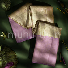 Load image into Gallery viewer, Tussar White Kanjivaram Silk Saree with Lavender