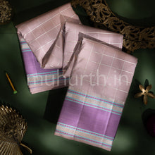 Load image into Gallery viewer, Light Brown Kanjivaram Silk Saree with Lavender