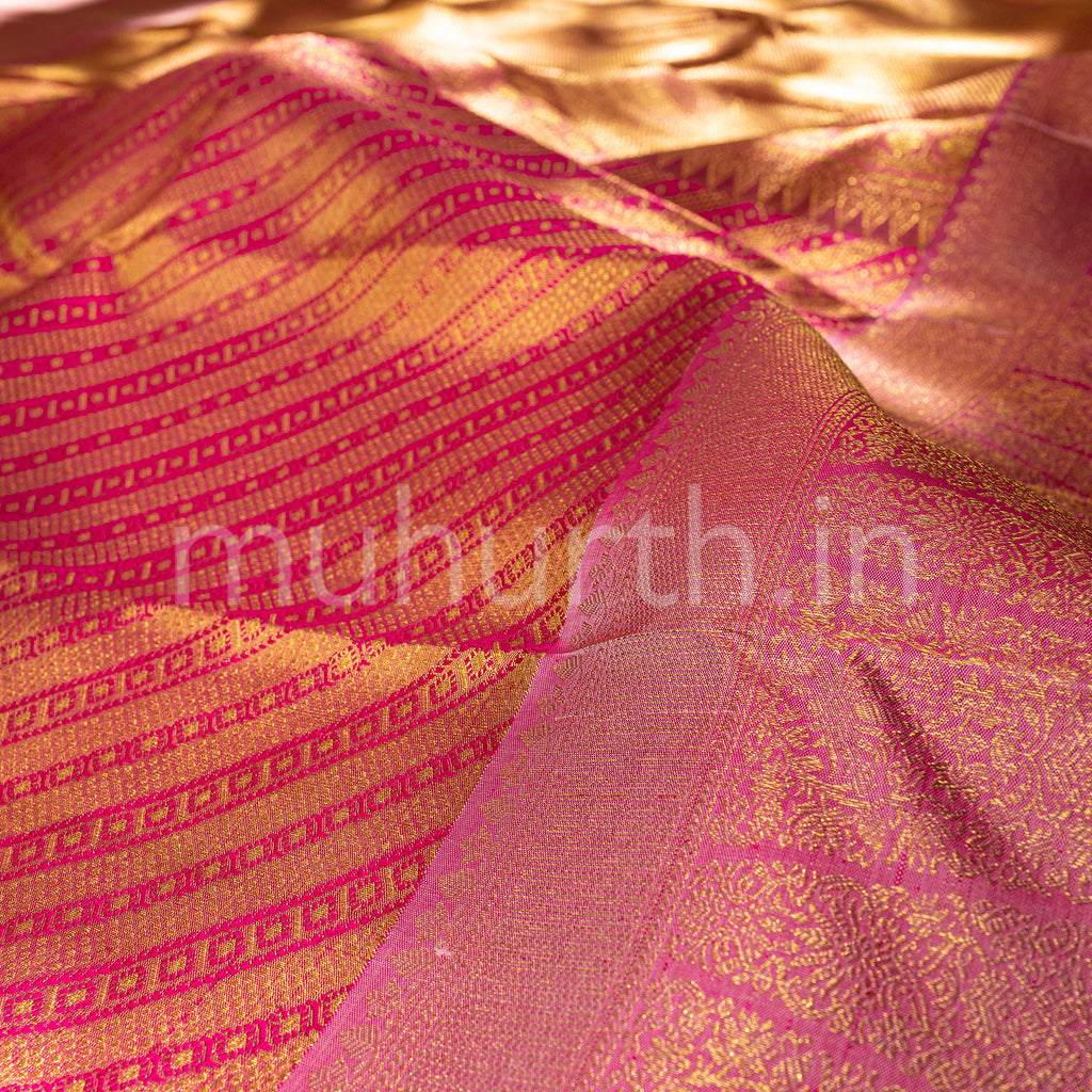 Kanjivaram Tissue Rose Silk Saree with Pink