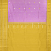 Load image into Gallery viewer, Kanjivaram Lavender Silk Saree with Elaichi Mustard