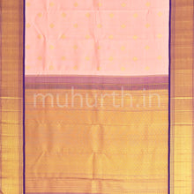 Load image into Gallery viewer, Baby Peach Vaira Oosi Kanjivaram Silk Saree with Meenakshi