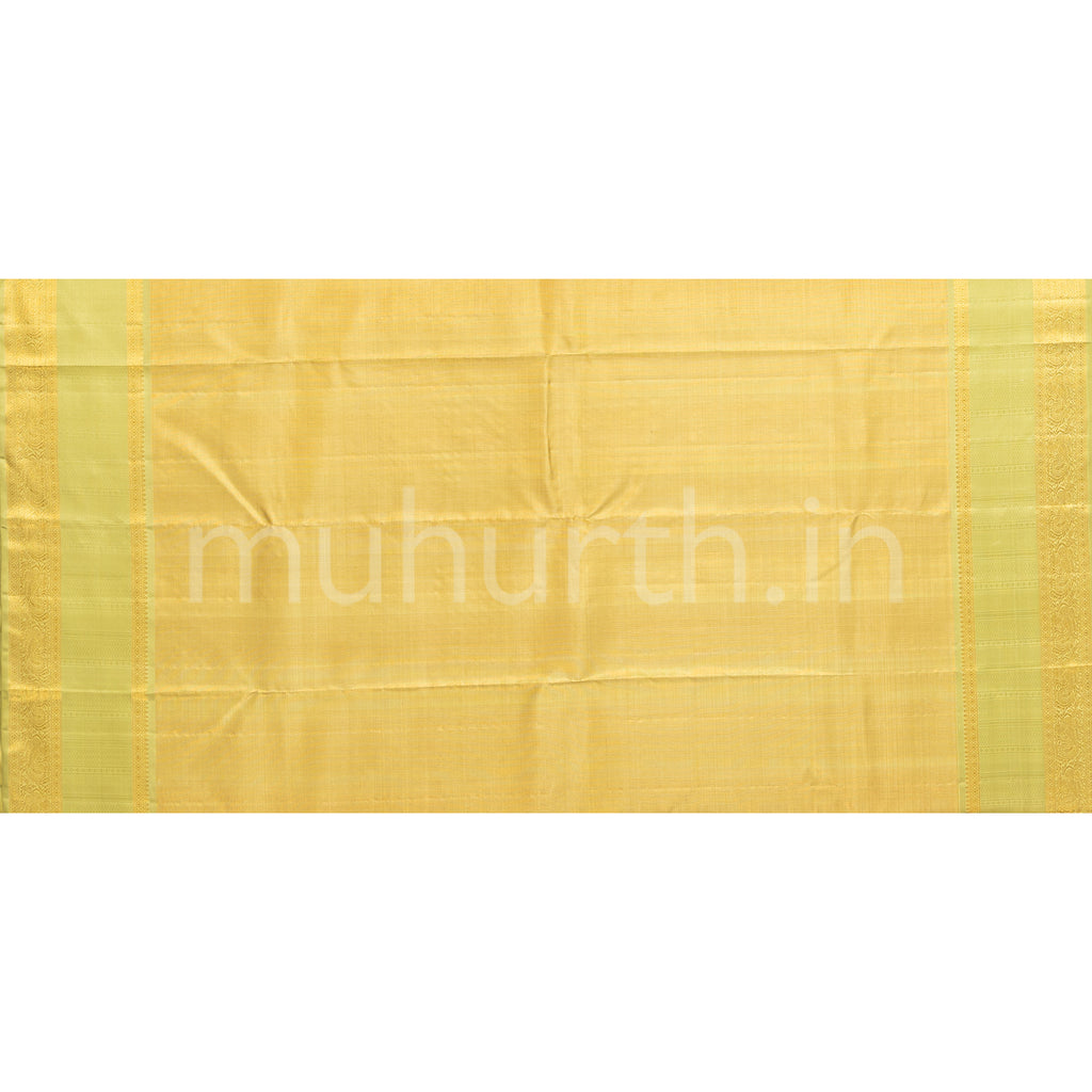 Peach Tissue Vaira Oosi Kanjivaram Silk Saree with Light Elaichi