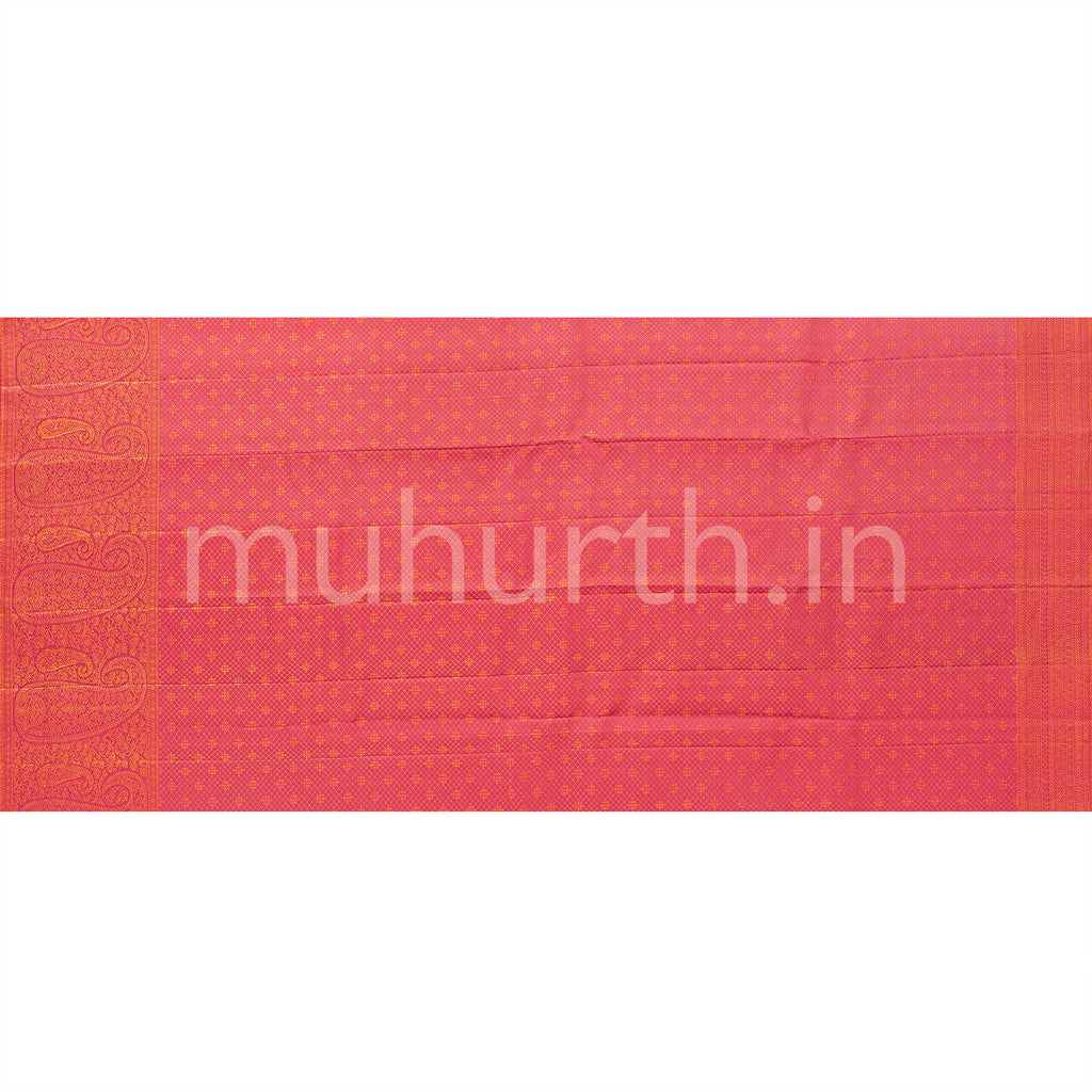 Orange Kanjivaram Silk Saree with Pink