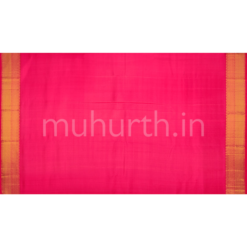 Kanjivaram Sandal Silk Saree with Bright Pink