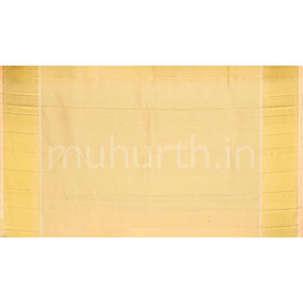 Kanjivaram Pastel Yellow Silk Saree with Off-White & Light Pink