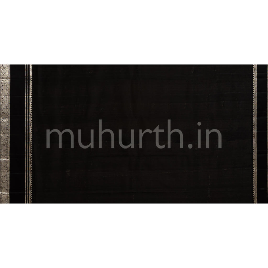 Off-White Silver Tissue Kanjivaram Silk Saree with Black