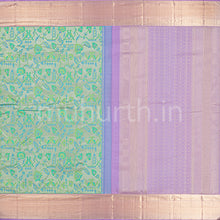 Load image into Gallery viewer, Kanjivaram Sea Green Silk Saree with Lavender