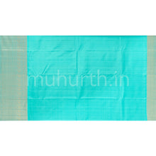 Load image into Gallery viewer, Golden Mustard Kanjivaram Silk Saree with Ananda Blue