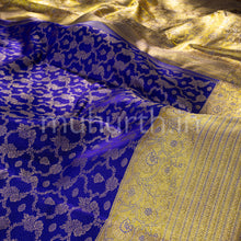 Load image into Gallery viewer, Kanjivaram Violet Silk Saree with Sampanga Mustard