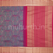 Load image into Gallery viewer, Kanjivaram Mauve and Magenta Silk Saree with Peach