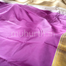 Load image into Gallery viewer, Kanjivaram Lavender Silk Saree with Off-White &amp; Mustard