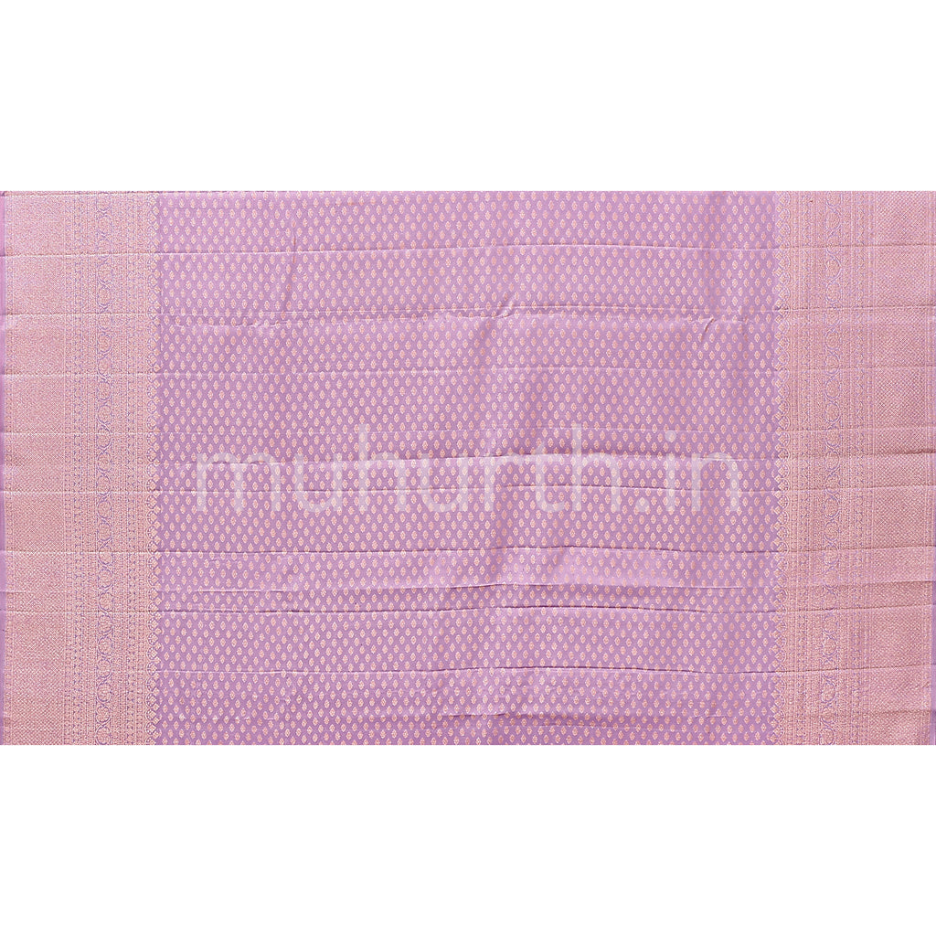 Tussar White Kanjivaram Silk Saree with Lavender