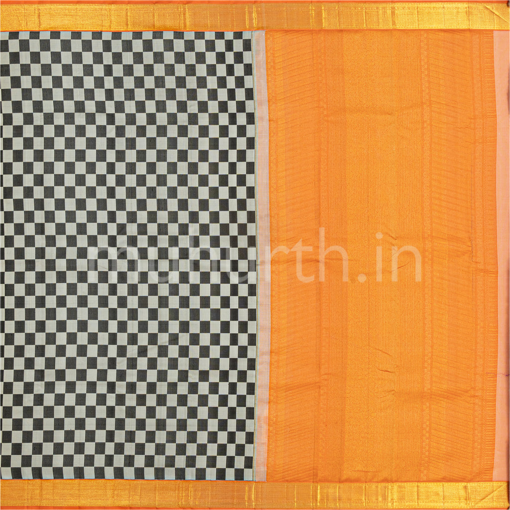 Black & White Checkers Kanjivaram Silk Saree