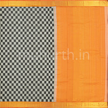Load image into Gallery viewer, Kanjivaram Black &amp; White Checkers Silk Saree