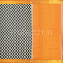 Load image into Gallery viewer, Black &amp; White Checkers Kanjivaram Silk Saree