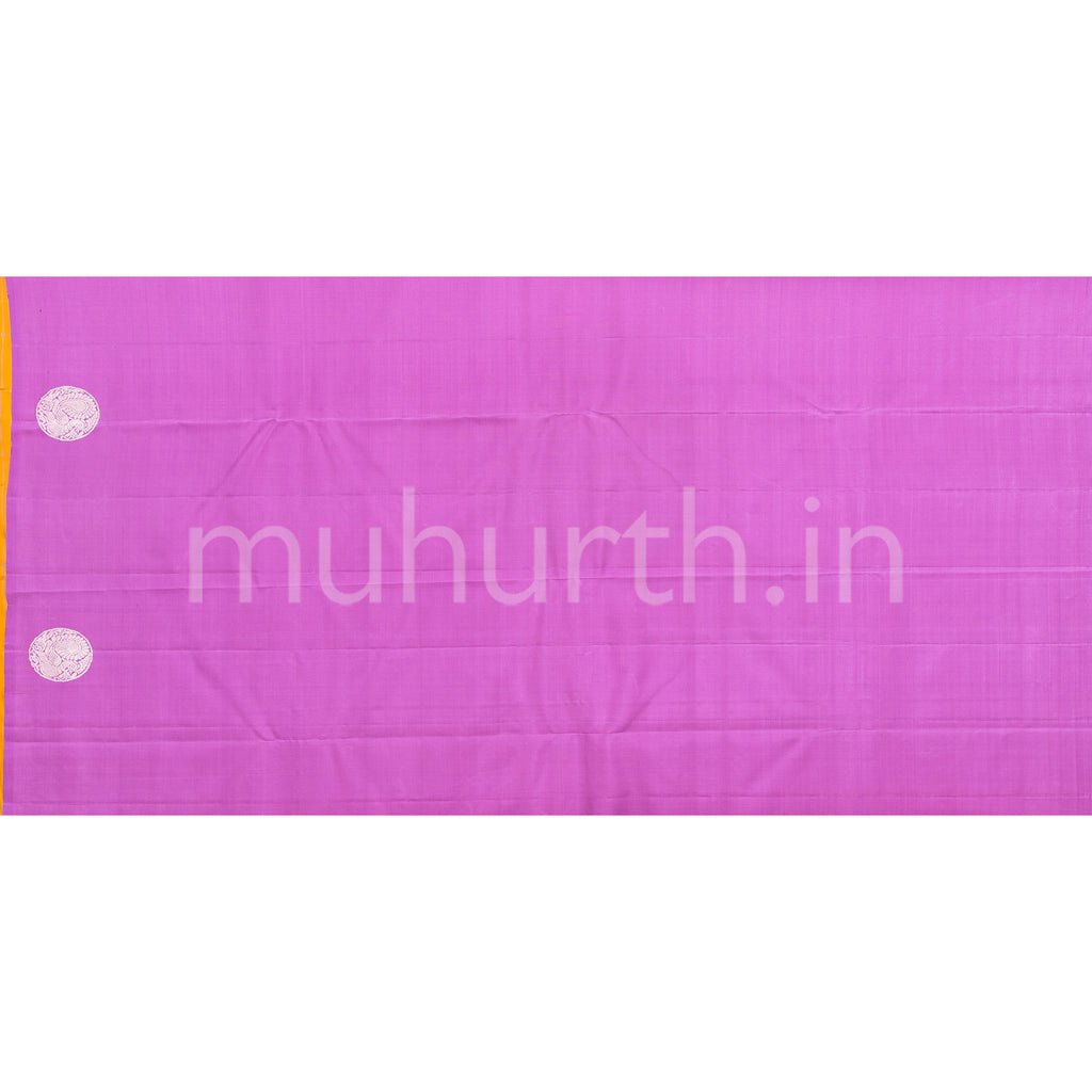 Mustard Kanjivaram Silk Saree with Lilac