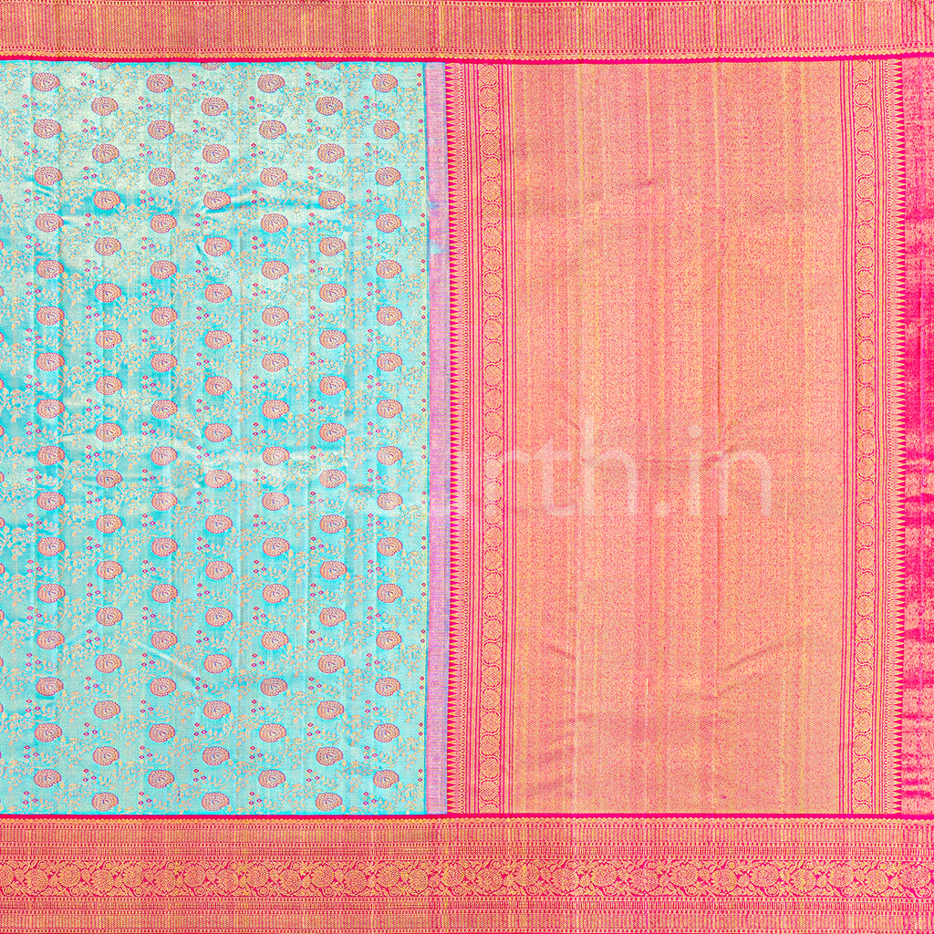 Ananda Kanjivaram Silk Saree with Rose