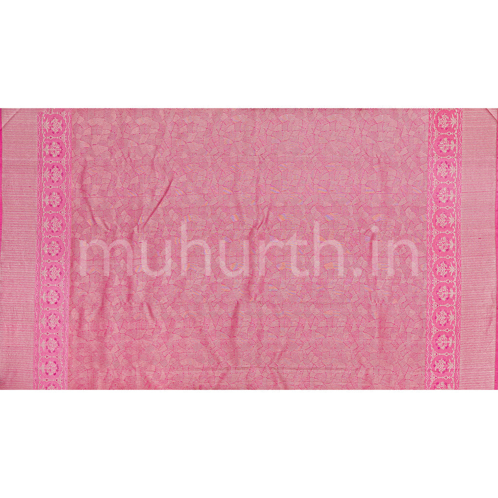 Kanjivaram Ananda Blue Silk Saree with Pink