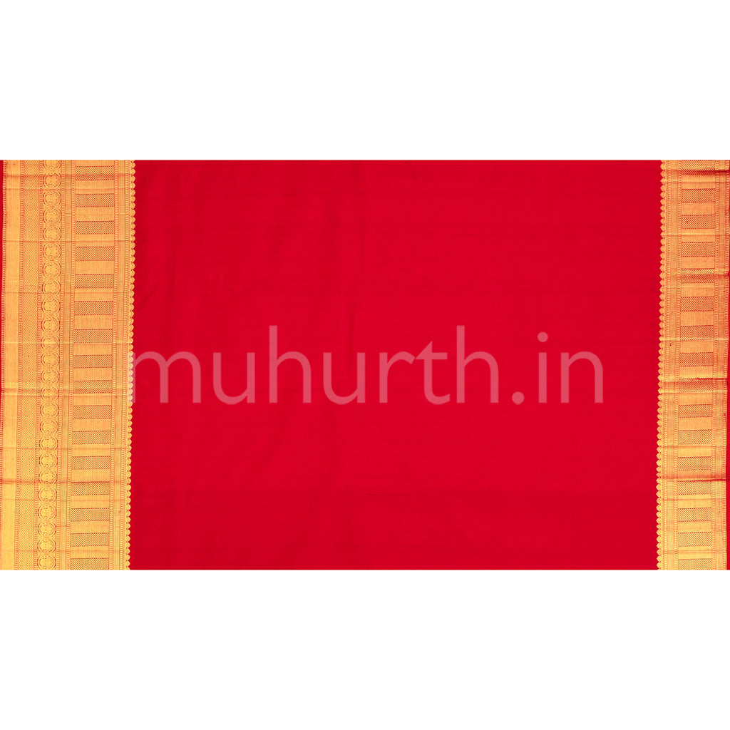 Green Kanjivaram Silk Saree with Red