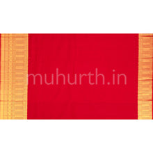 Load image into Gallery viewer, Green Kanjivaram Silk Saree with Red