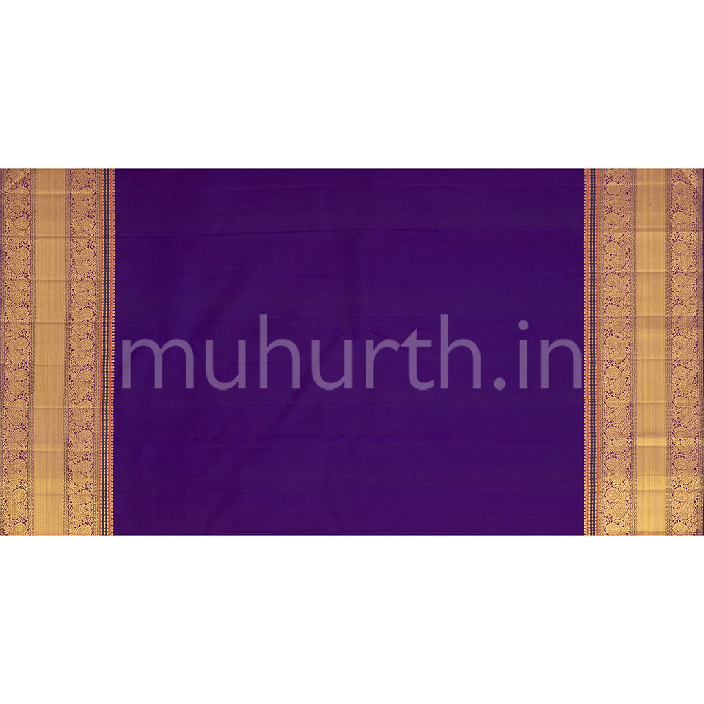 Lavender Kanjivaram Silk Saree with Meenakshi