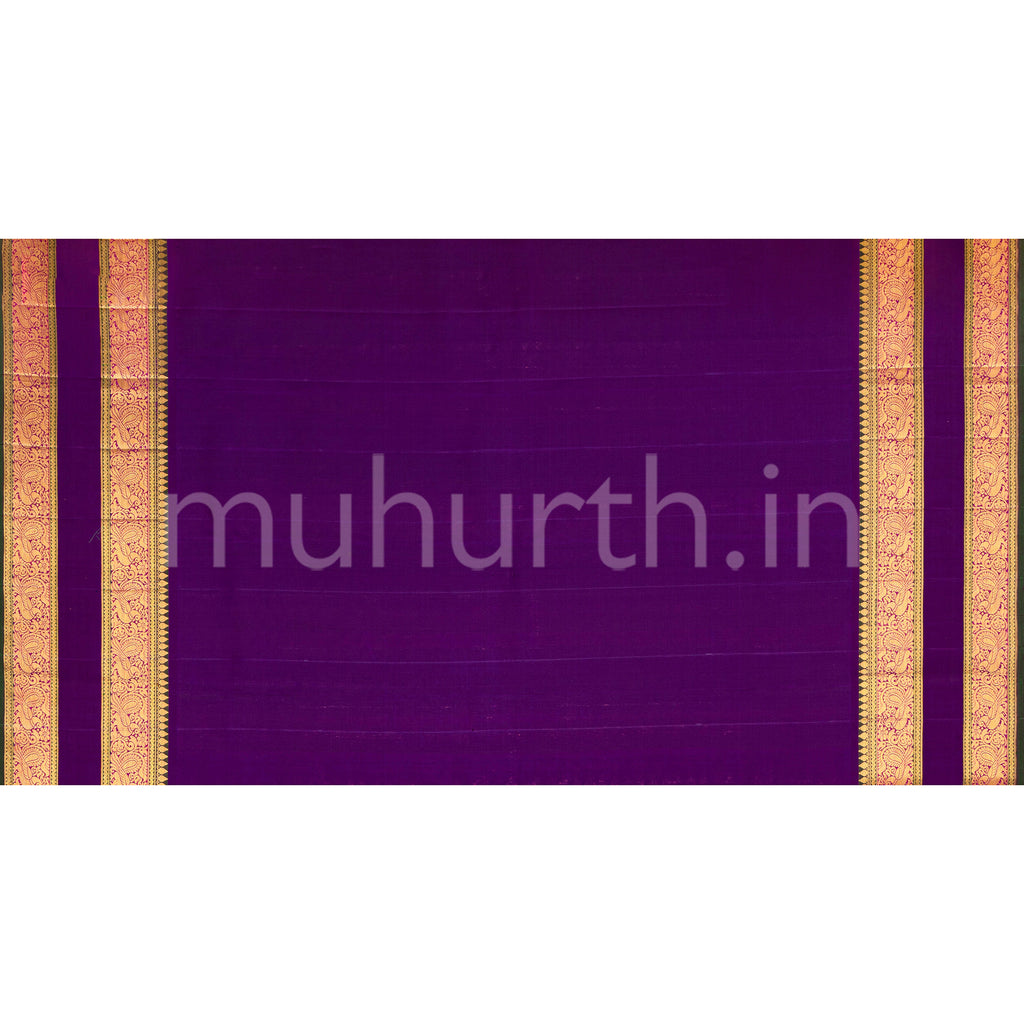 Kanjivaram Elaichi Green Silk Saree with Magenta