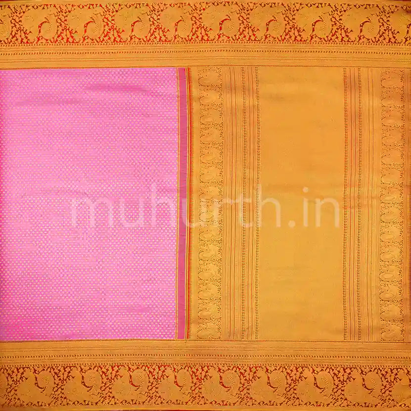 Kanjivaram Pink Silk Saree with Red