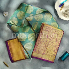 Load image into Gallery viewer, Kanjivaram Dull Blue Silk Saree with Deep Majenta