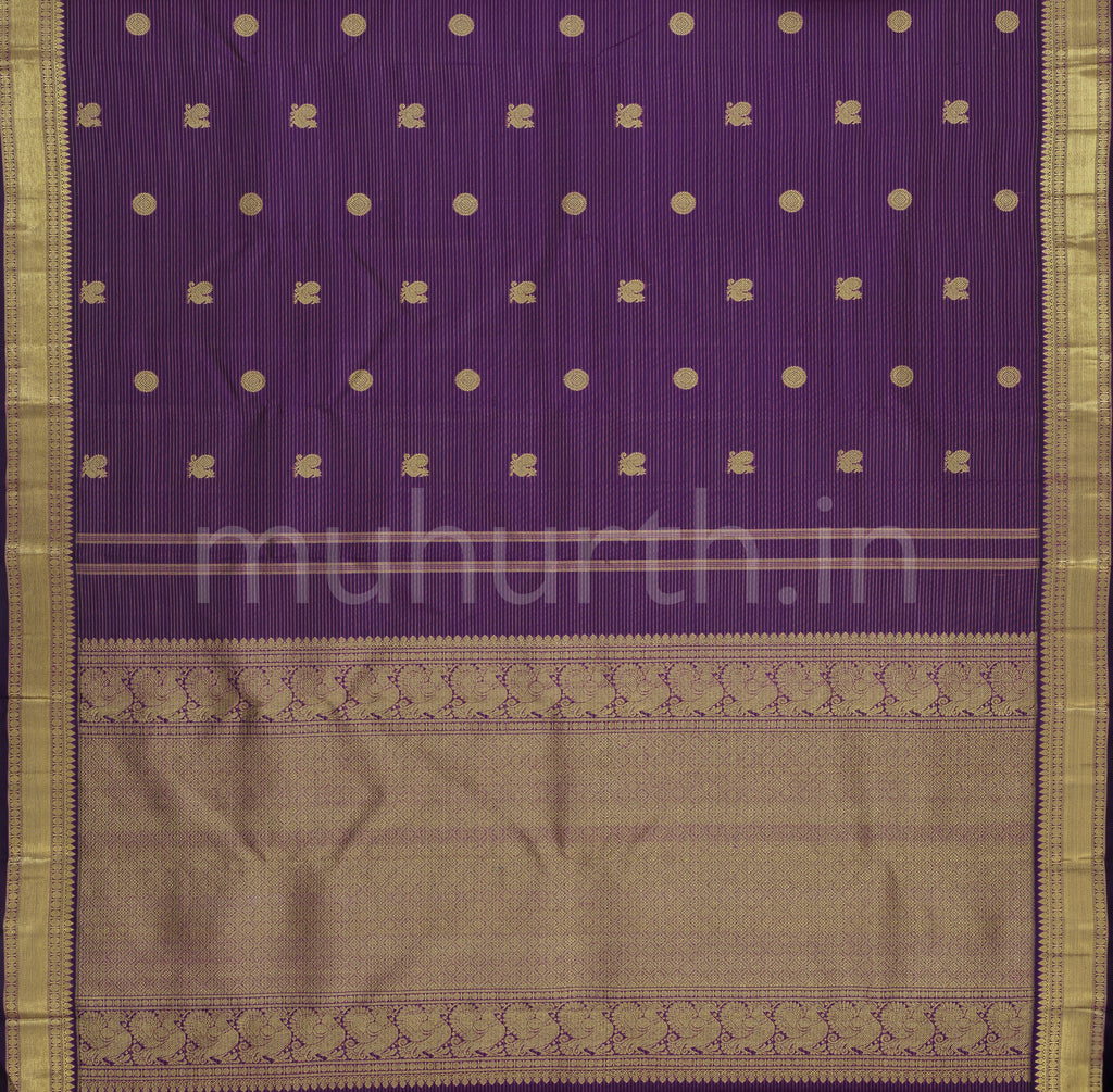 Dark Magenta Vaira-Oosi Pure Zari Kanjivaram Silk Saree