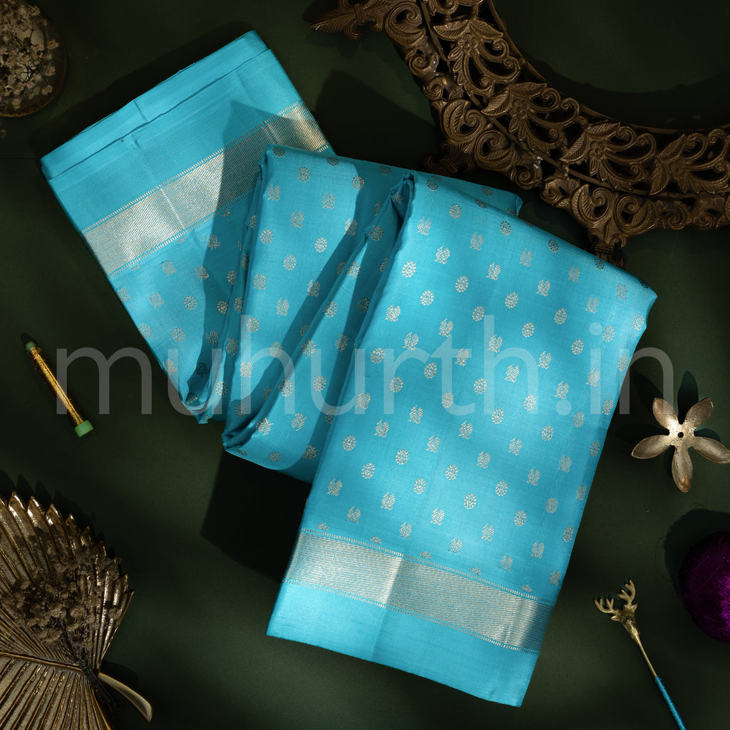 Ananda Blue 1000  Butta Kanjivaram Silk Saree
