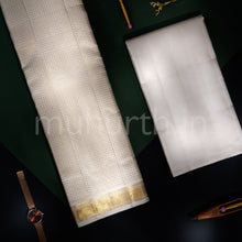 Load image into Gallery viewer, Premium Off-White Pure Silk Dhoti with Angavastram