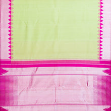 Load image into Gallery viewer, Light Elaichi Checks Kanjivaram Silk Saree with Tissue Pink