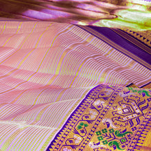 Load image into Gallery viewer, Light Pink Kanjivaram Silk Saree with Magenta
