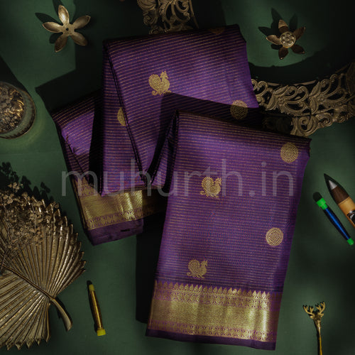 Dark Magenta Vaira-Oosi Pure Zari Kanjivaram Silk Saree