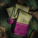 Green Pure Kanjivaram Silk Saree with Magenta