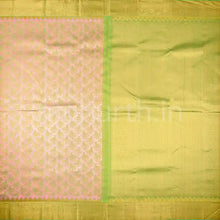 Load image into Gallery viewer, Kanjivaram Peach Silk Saree with Rexona Green