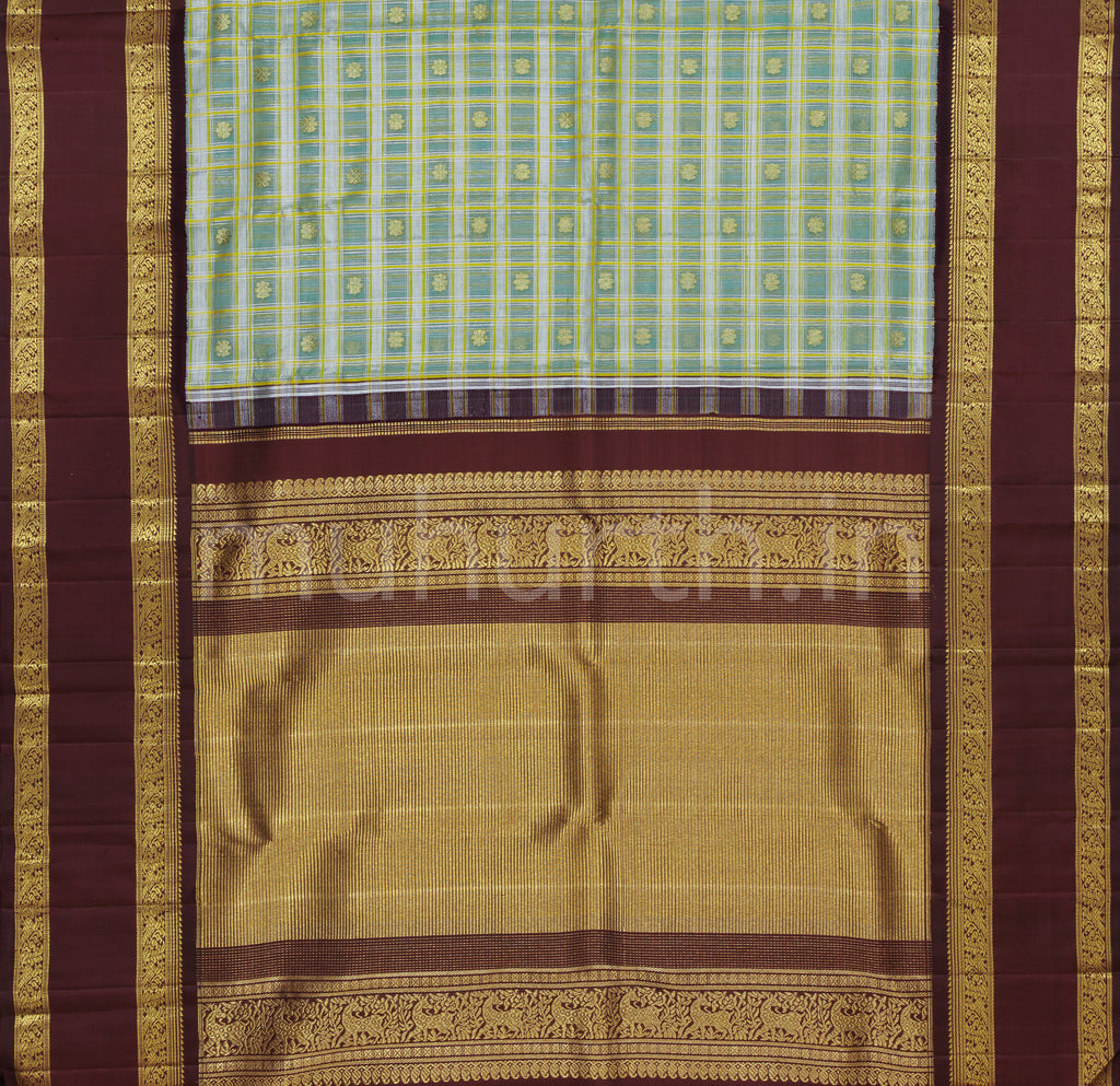 Multi-Colour Kora Organza Pure Kanjivaram Silk Saree with Pakku
